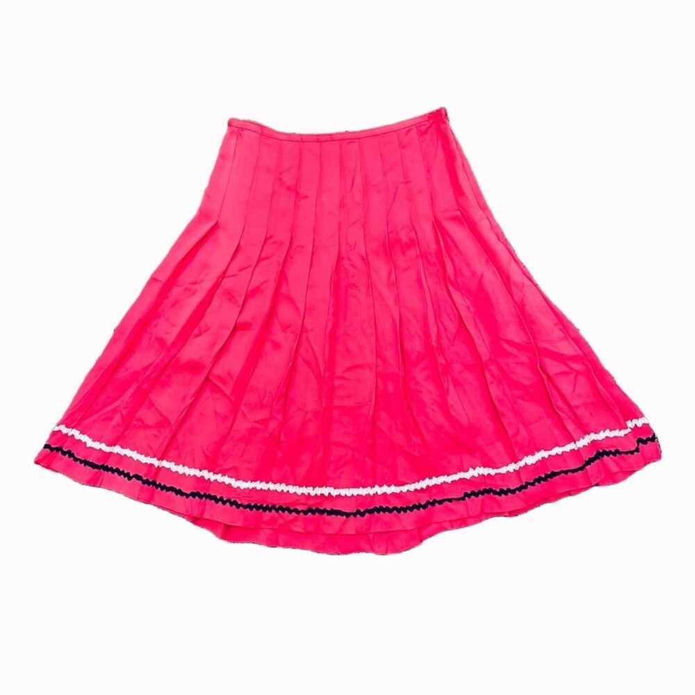 VINTAGE 80s 6 Hot Pink Accordion Pleated A-Line Mini Skater Skirt Barbiecore Y2K